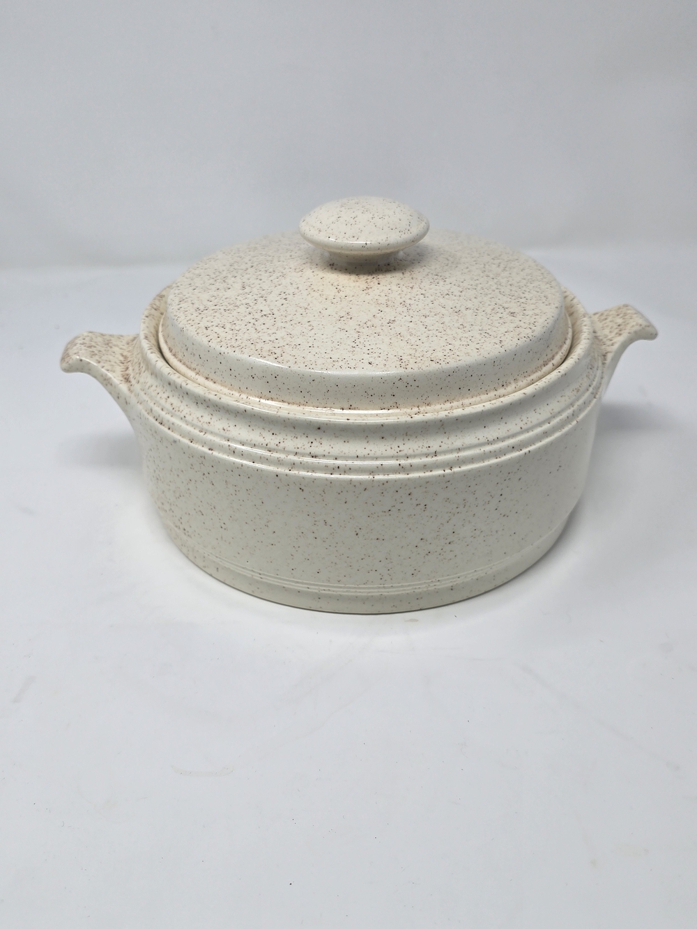 Vintage HOMER LAUGHLIN Country Sage Brown Speckled COVERED CASSEROLE Handled